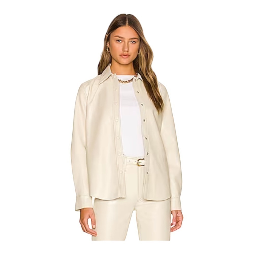 Nwt Agolde Calla Vegan Leather Shirt / powder